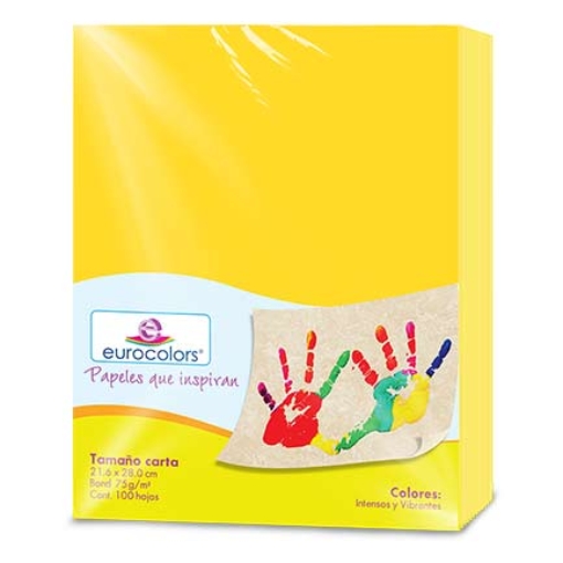 Imagen de PAPEL CORTADO EUROCOLORS CARTA CANARIO C/100