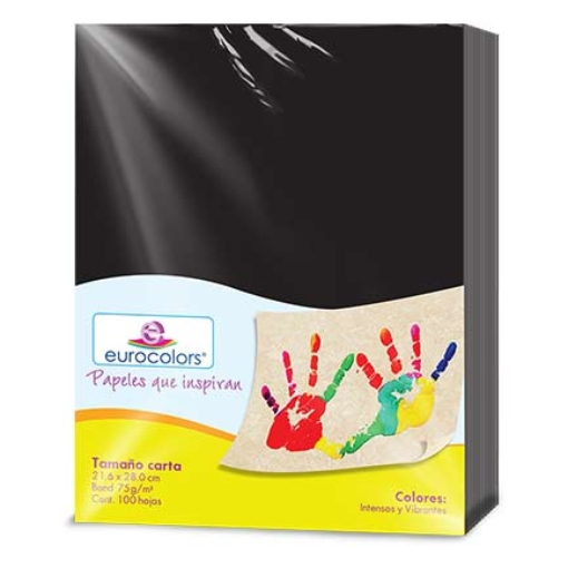 Imagen de PAPEL CORTADO EUROCOLORS CARTA NEGRO C/100