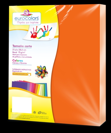 Imagen de PAPEL CORTADO EUROCOLORS CARTA NARANJA ZANAHORIA C/100