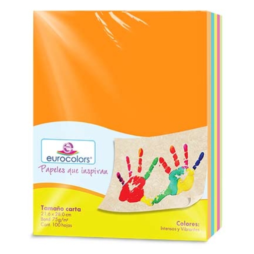Imagen de PAPEL CORTADO EUROCOLORS CARTA ARCOIRIS VIBRANTE C/100