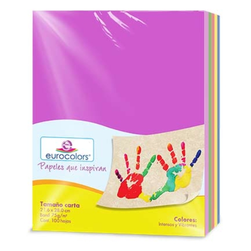 Imagen de PAPEL CORTADO EUROCOLORS CARTA ARCOIRIS INTENSO C/100
