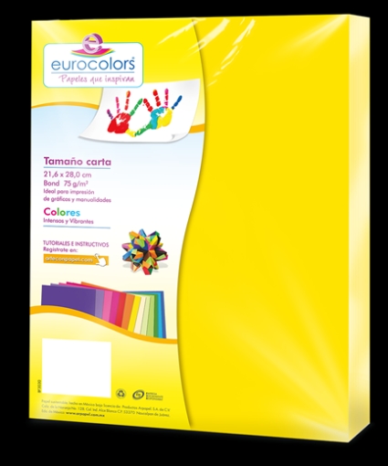Imagen de PAPEL CORTADO EUROCOLORS CARTA AMARILLO NEON C/100