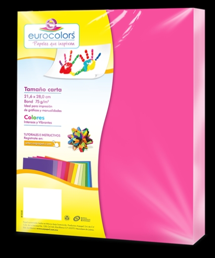 Imagen de PAPEL CORTADO EUROCOLORS CARTA ROSA NEON C/100