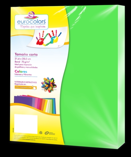Imagen de PAPEL CORTADO EUROCOLORS CARTA VERDE NEON C/100