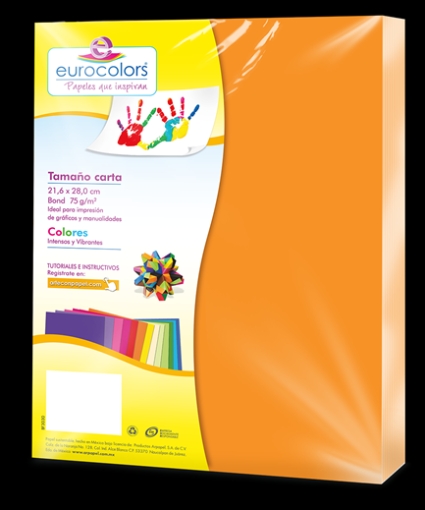 Imagen de PAPEL CORTADO EUROCOLORS CARTA PAPAYA NEON C/100