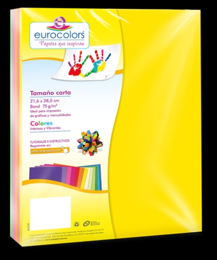 Imagen de PAPEL CORTADO EUROCOLORS CARTA ARCOIRIS NEON C/100