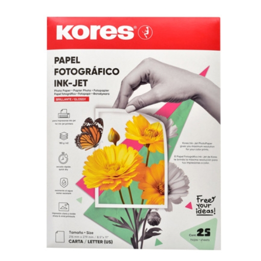 Imagen de PAPEL FOTOGRAFICO KORES TAMAÑO CARTA C/25 HOJAS