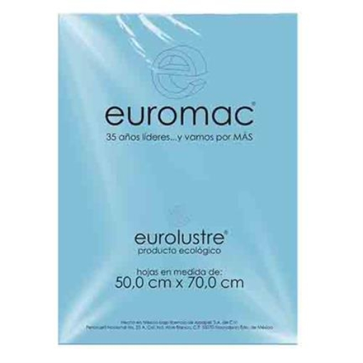 Imagen de PAPEL LUSTRE EUROMAC AZUL PASTEL 50X70 24 HOJAS