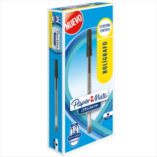 Imagen de Bolígrafo Papermate Kilometrico Económico Color Negro C/12 Pzas