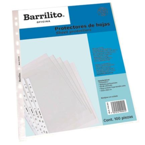 Imagen de Protectores de Hojas Barrilito Ligeros Paquete C/100 Pzas