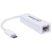 Imagen de Adaptador Manhattan USB C 3.1 a Red Gigabit 10/100/1000 Mbps Color Blanco