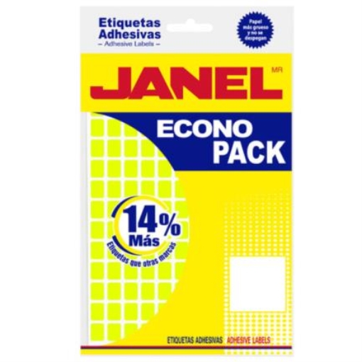 Imagen de Etiquetas Adhesivas Janel Econopack No 4 Amarilla 8mm x 20mm C/1008 Etiquetas por Sobre