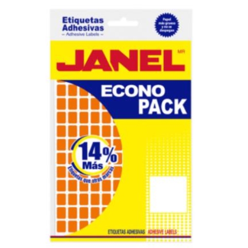 Imagen de Etiquetas Adhesivas Janel Econopack No 4 Naranja 8mm x 20mm C/1008 Etiquetas por Sobre