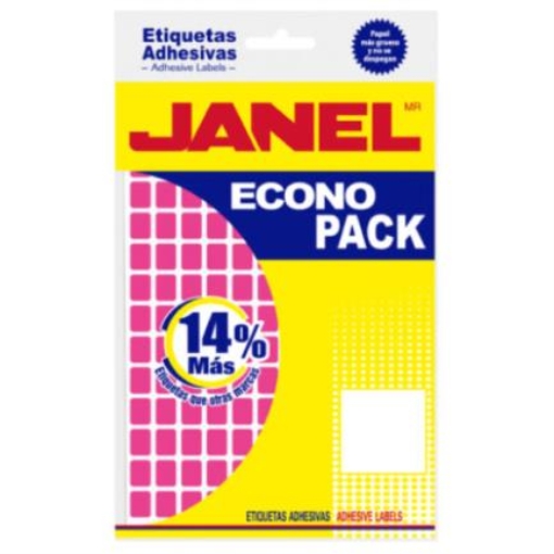 Imagen de Etiquetas Adhesivas Janel Econopack No 4 Rosa 8mm x 20mm C/1008 Etiquetas por Sobre