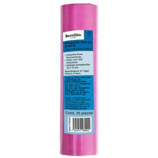 Imagen de Etiqueta Rosa Barrilito Precio 22x12mm Rollo C/550 Etiquetas