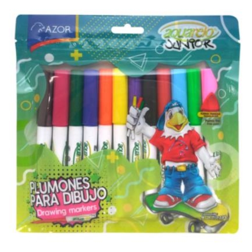 Imagen de MARCADOR AZOR ACUARELO JUNIOR ESTUCHE C/12 PZS