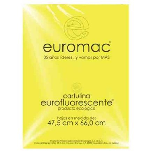 Imagen de CARTULINA EUROMAC FLUORESCENTE AMARILLO 47.5X66CM C/10