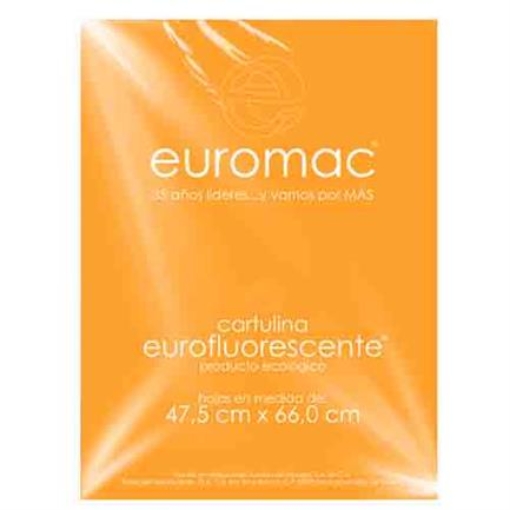 Imagen de CARTULINA EUROMAC FLUORESCENTE PAPAYA 47.5X66CM C/10