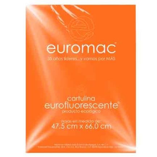 Imagen de CARTULINA EUROMAC FLUORESCENTE NARANJA 47.5X66CM C/10