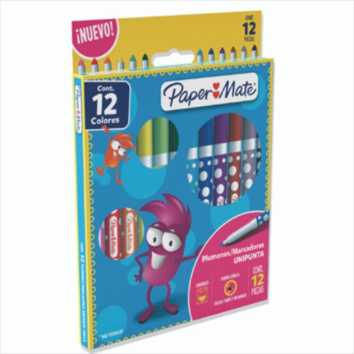 Imagen de Plumones Papermate Unipunta Colores Surtidos C/12 Pzas