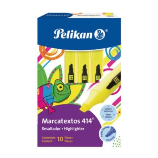 Imagen de MARCATEXTOS PELIKAN 414 AMARILLO C/10 PZAS