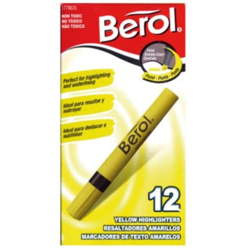 Imagen de RESALTADOR BEROL AMARILLO C/12
