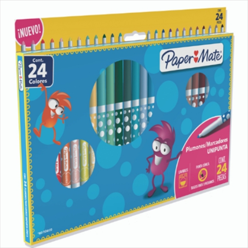 Imagen de Plumones Papermate Unipunta Colores Surtidos C/24 Pzas