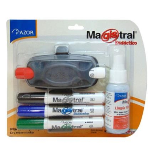 Imagen de MARCADOR DIDACTICO P/PIZARRN C/4 BORRADOR+LIMPIADOR