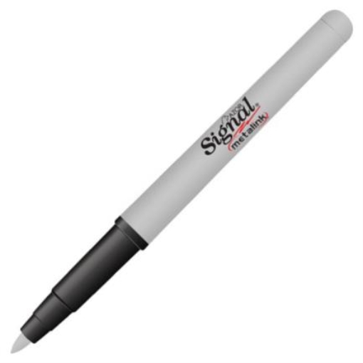 Imagen de MARCADOR PERMANENTE SIGNAL METALINK PLATEADO C/12