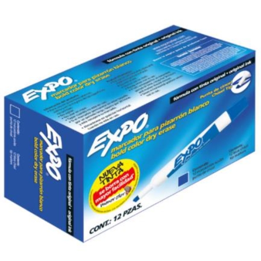 Imagen de MARCADOR SANFORD EXPO 83003 AZUL CINCEL PIZARRON BLANCO C/12