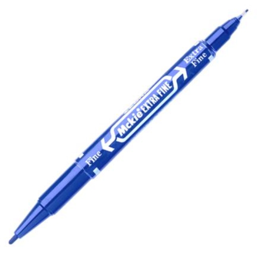 Imagen de MARCADOR ZEBRA MCKIE EXTRAFINO PERMANENTE DOBLEPUNTA AZUL/12