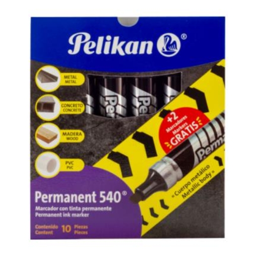 Imagen de Marcador Pelikan Permanente 540 Color Negro C/10 Pzas