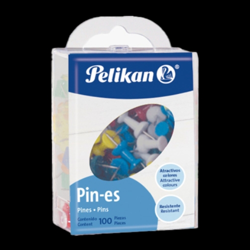 Imagen de PIN PLASTICO PELIKAN COLORES SURTIDOS C/100