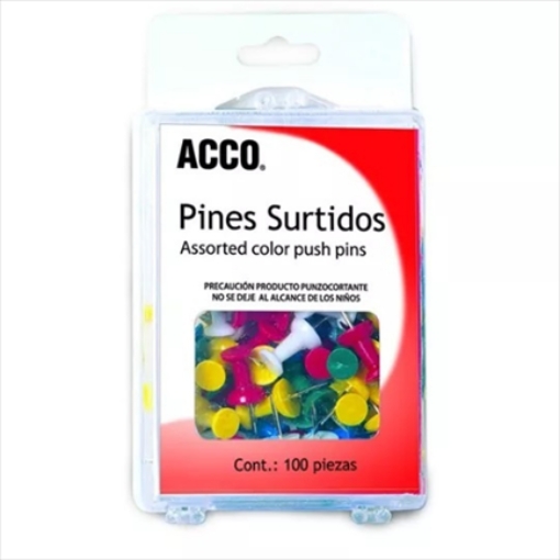 Imagen de PIN ACCO PLASTICO SURTIDO C/100