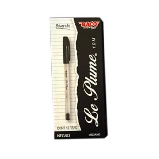 Imagen de BOLIGRAFO BACO LE PLUME 1.0MM NEGRO CAJA C/12