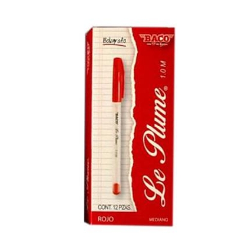 Imagen de BOLIGRAFO BACO LE PLUME 1.0MM ROJO CAJA C/12