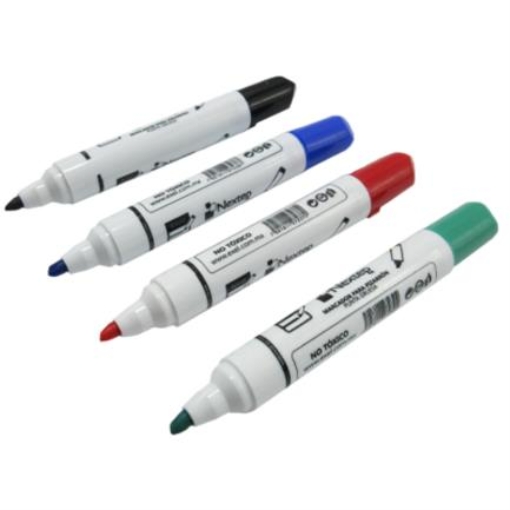 Imagen de Juego Marcador Pizarrón Bco Nextep 4 Colores Punta Gruesa Cincel 4mm