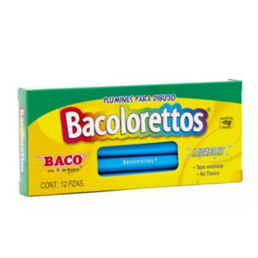 Imagen de MARCADOR BACO PLUMIN BACOLORETTO AZUL CLARO C/12