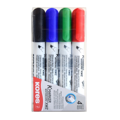 Imagen de MARCADOR KORES P/PIZARRON BLANCO C/4 COLORES