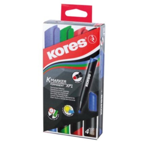 Imagen de MARCADOR KORES PERMANENTE PLASTICO C/4 COLORES