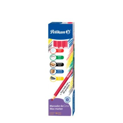 Imagen de MARCADOR CERA PELIKAN ROJO C/10