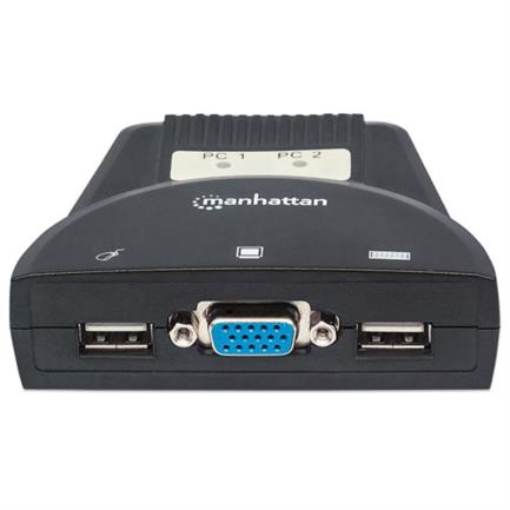 Imagen de Mini Switch KVM Manhattan 2 Puertos USB 2:1 Cables+Audio Color Negro