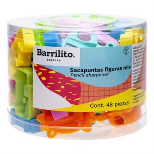 Imagen de Sacapuntas Barrilito Mix Figuras Bote C/48 Pzas