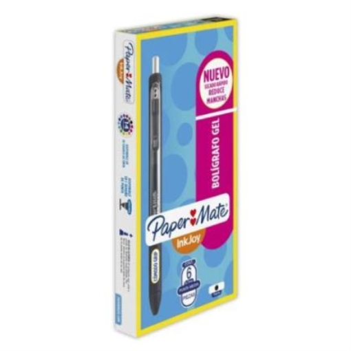 Imagen de Bolígrafo Papermate Gel Kilometrico Retráctil 0.7mm Color Negro C/6 Pzas