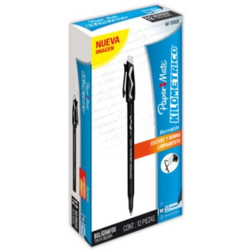 Imagen de BOLIGRAFO PAPERMATE 82192 ERASER MATE NEGRO C/12