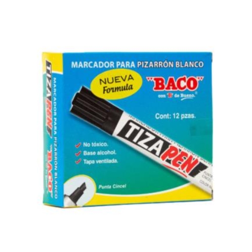 Imagen de MARCADOR BACO TIZAPEN MPB-05 BARRIL METALICO NEGRO C/12