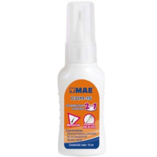 Imagen de Corrector Líquido Mae 2 en 1 Brocha y Pluma c/12 Piezas de 15ml