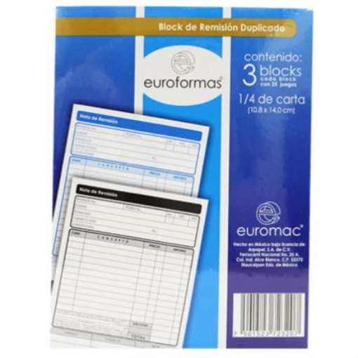 Imagen de BLOCK EUROFORMAS REMISION DULICA 1/4 25 JGS 3 BLOCKS