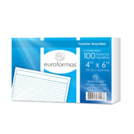 Imagen de TARJETA EUROFORMAS BIBLIOGRAFICA RAYADA 4X6 C/100