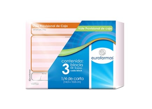 Imagen de VALE EUROFORMAS PROVISIONAL DE CAJA 1/4 C/50 C/3 BLOCKS